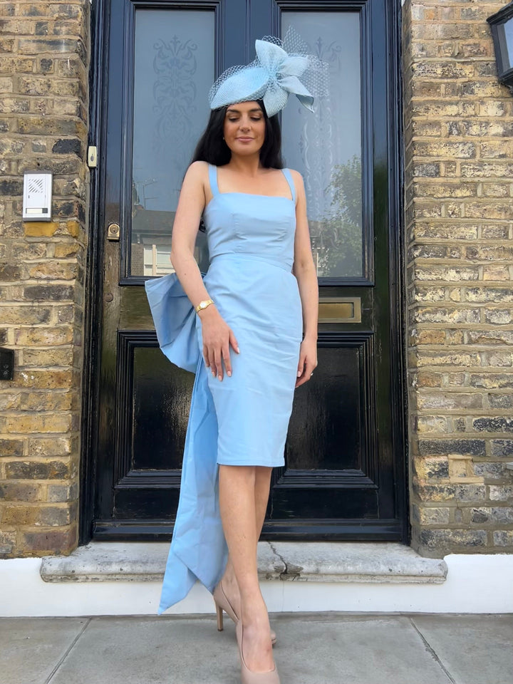 Baby blue bow dress with detachable bow Dress Hannah Sophia England 