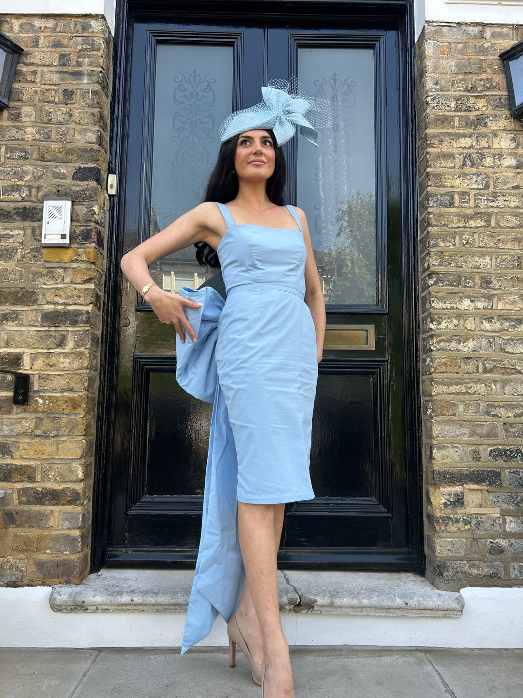 Baby blue bow dress with detachable bow Dress Hannah Sophia England 