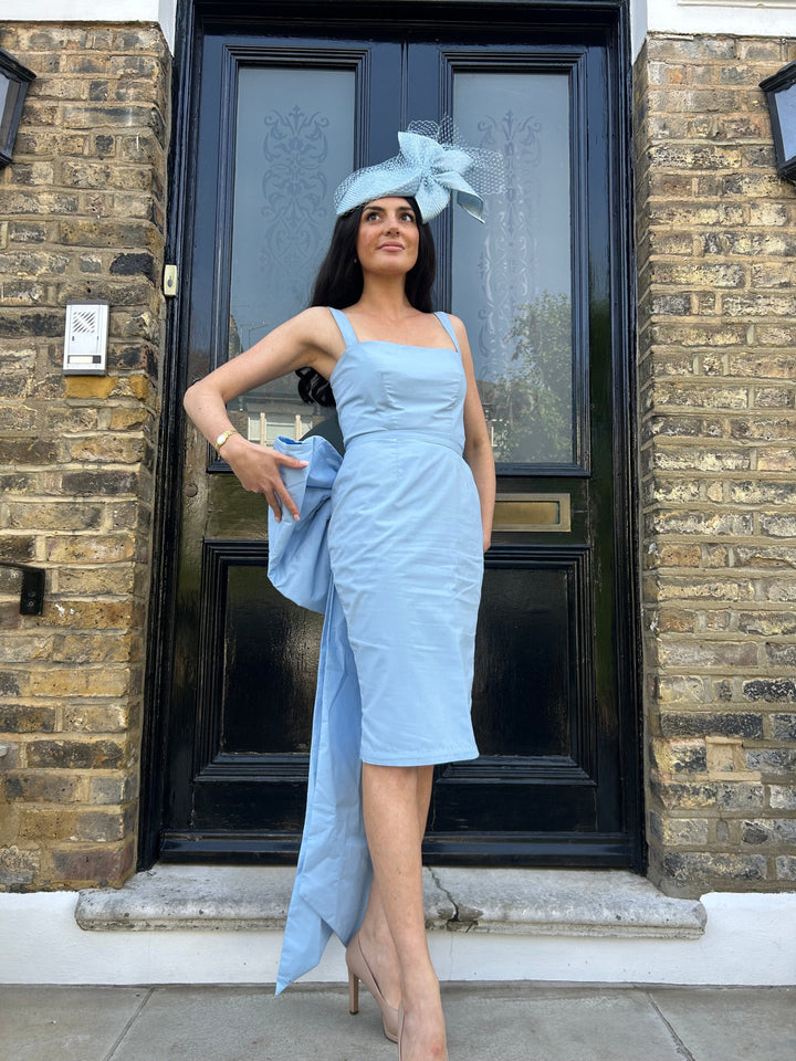 Baby blue bow dress with detachable bow Dress Hannah Sophia England 