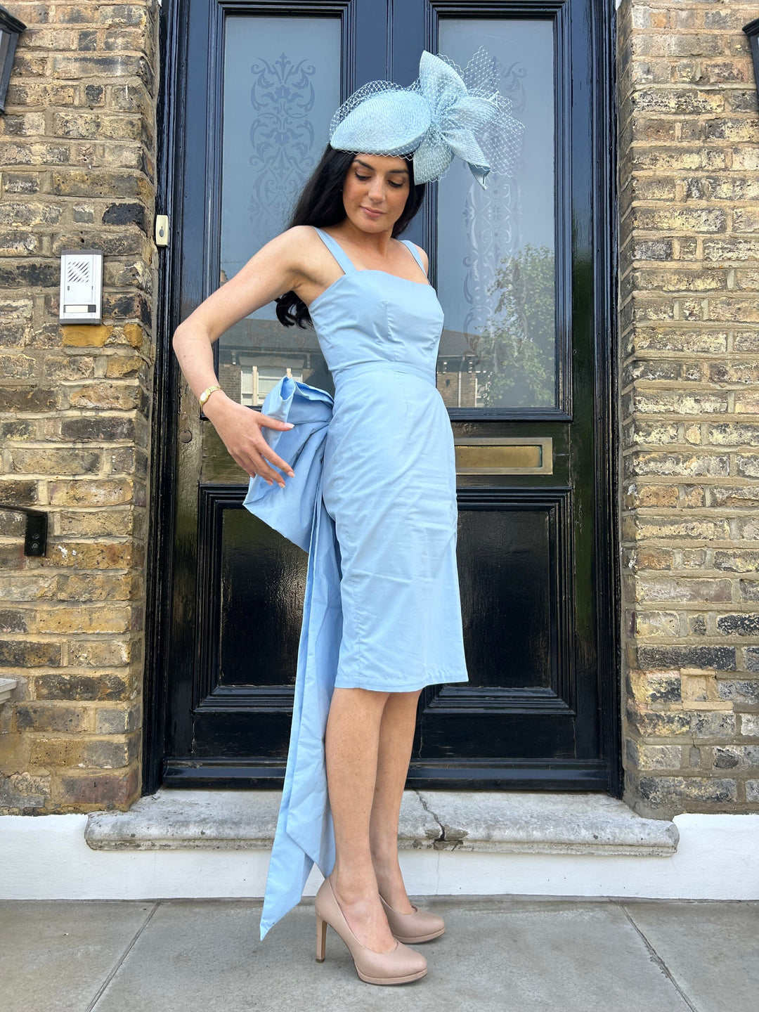 Baby blue bow dress with detachable bow Dress Hannah Sophia England 