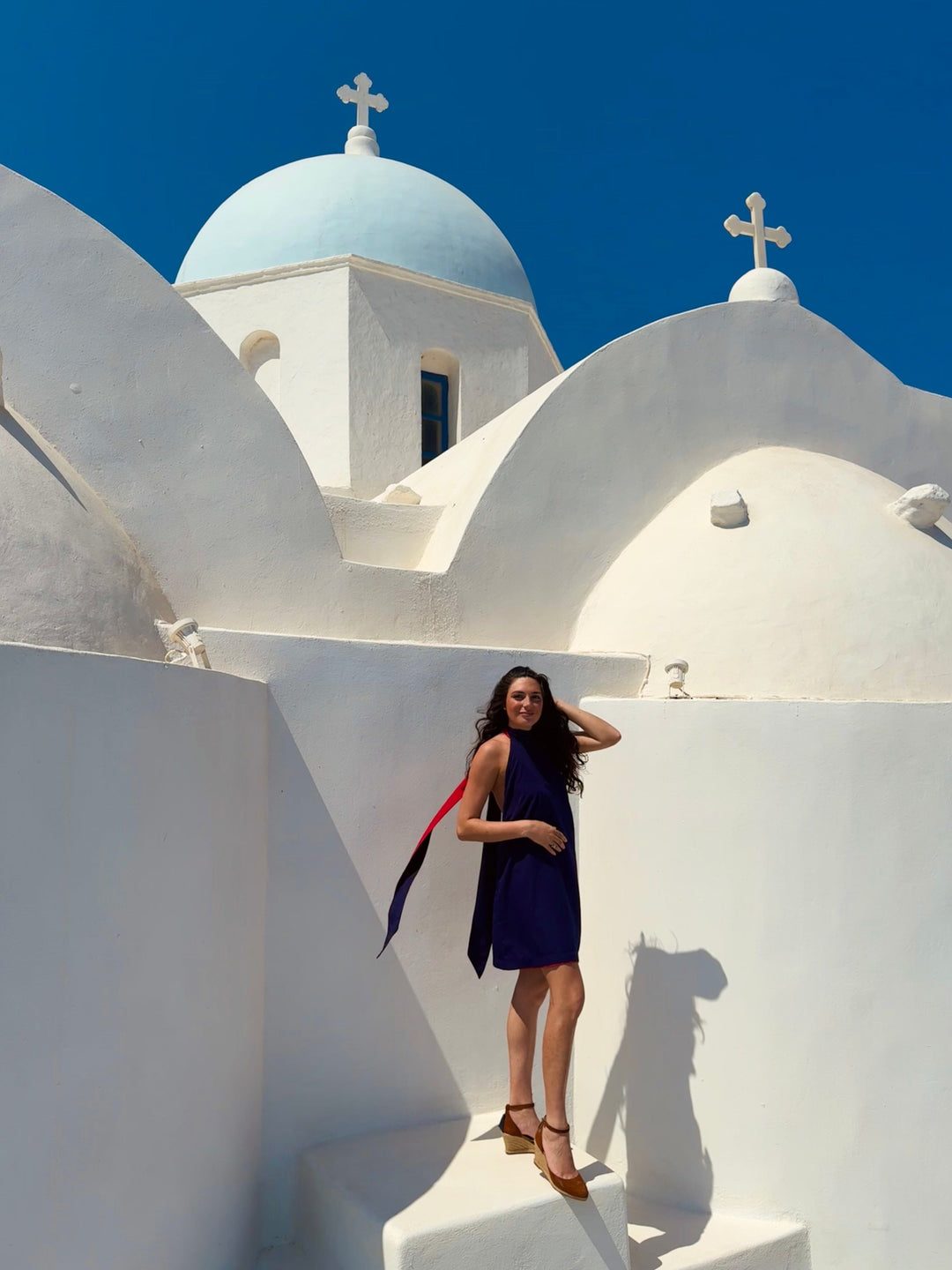 Classic navy and Red reversible backless dress Dress Hannah Sophia England 