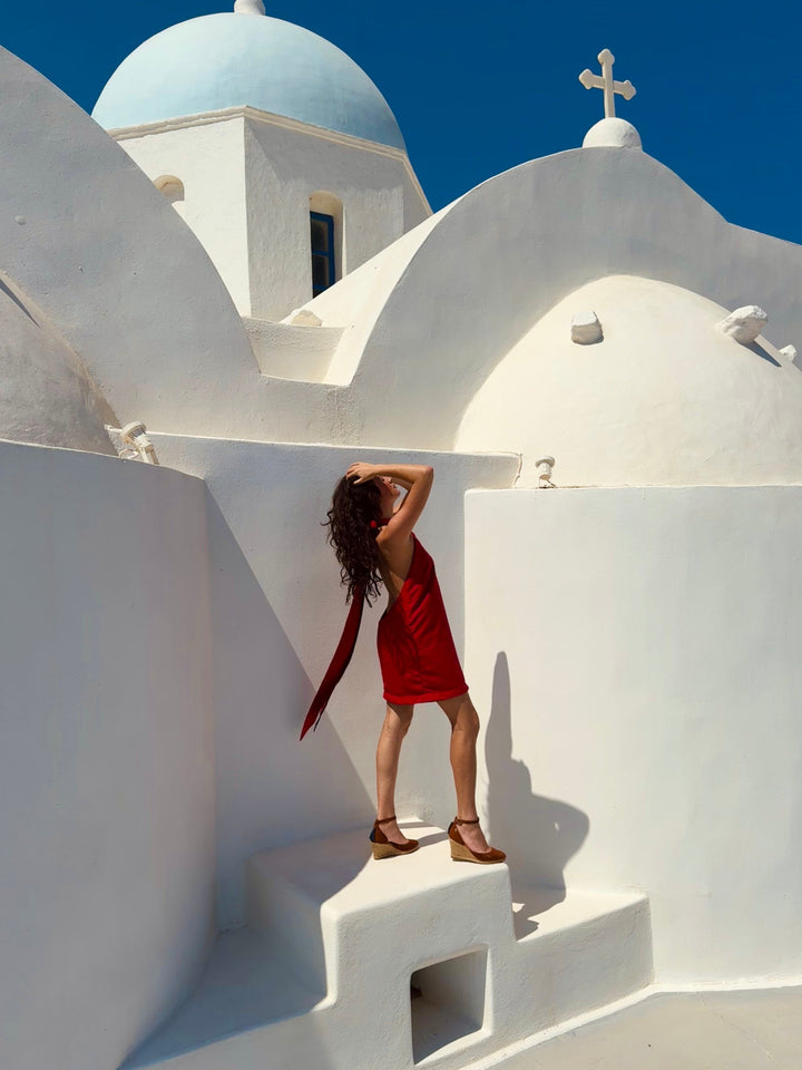 Classic navy and Red reversible backless dress Dress Hannah Sophia England 