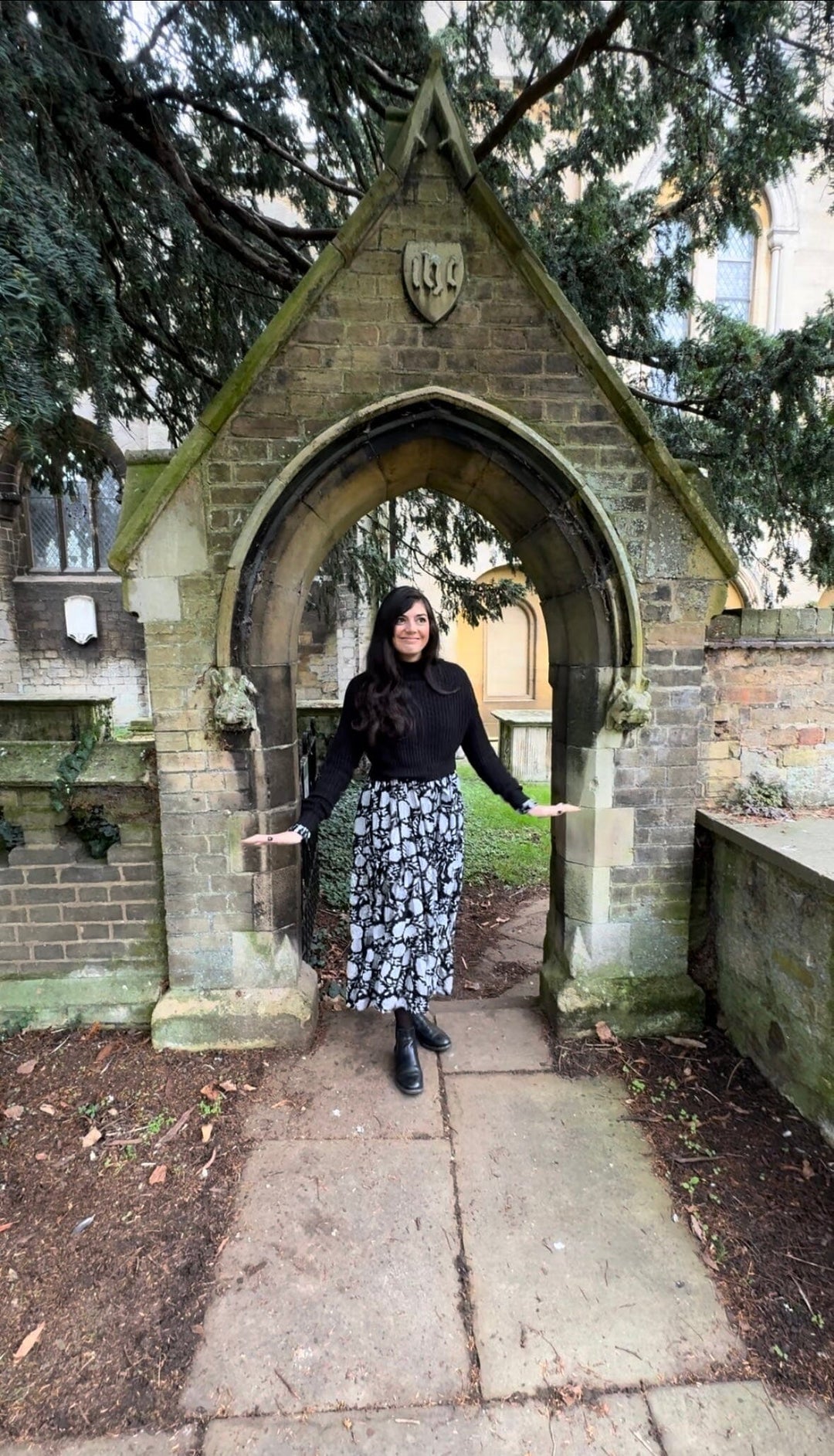 Dusk - Black Long Sleeved Floral Reversible Midi Dress Dress Hannah Sophia England 