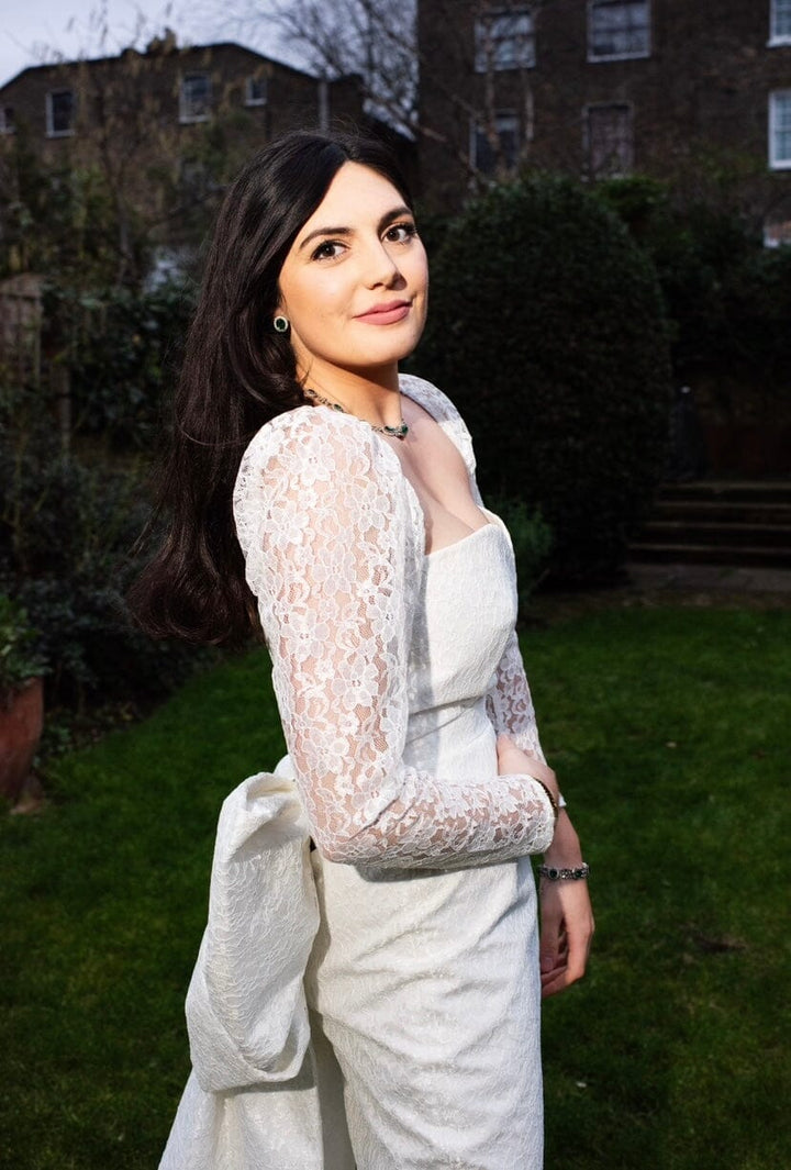 Elegant Detachable Ivory Lace Dress Dress Hannah Sophia England 