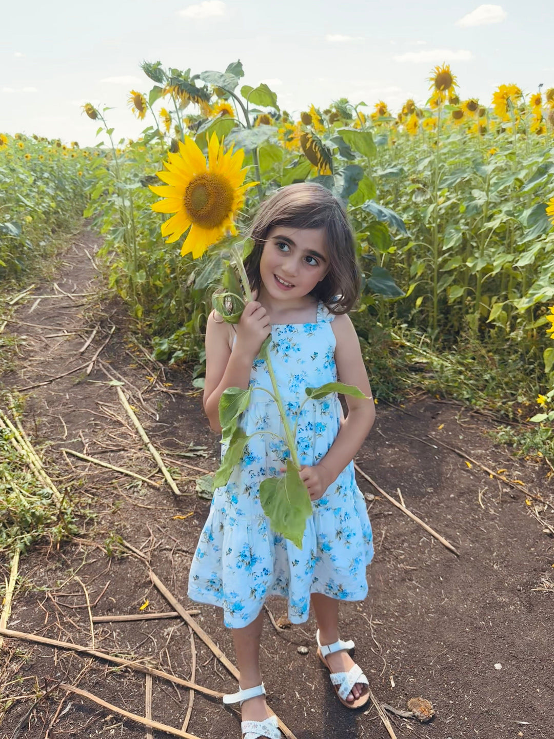 Floral blue / pink reversible children’s dress child dress Hannah Sophia England 