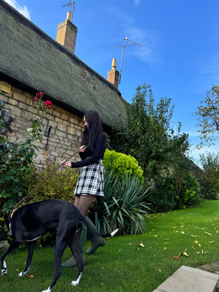 Guinness skirt - Reversible short velvet / tartan mini skirt Hannah Sophia England 