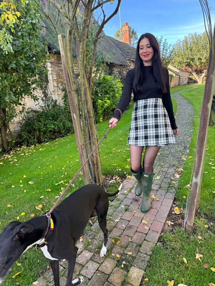 Guinness skirt - Reversible short velvet / tartan mini skirt Hannah Sophia England 