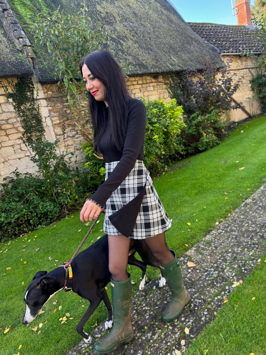 Guinness skirt - Reversible short velvet / tartan mini skirt Hannah Sophia England 