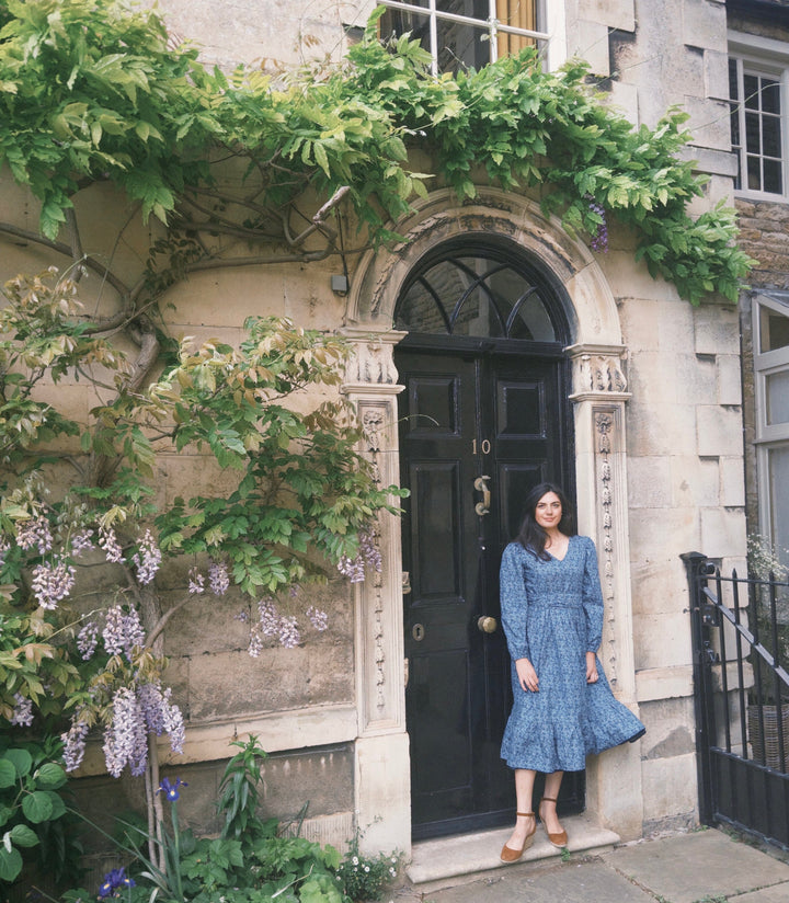 Ophelia Navy floral reversible dress Dress Hannah Sophia England 