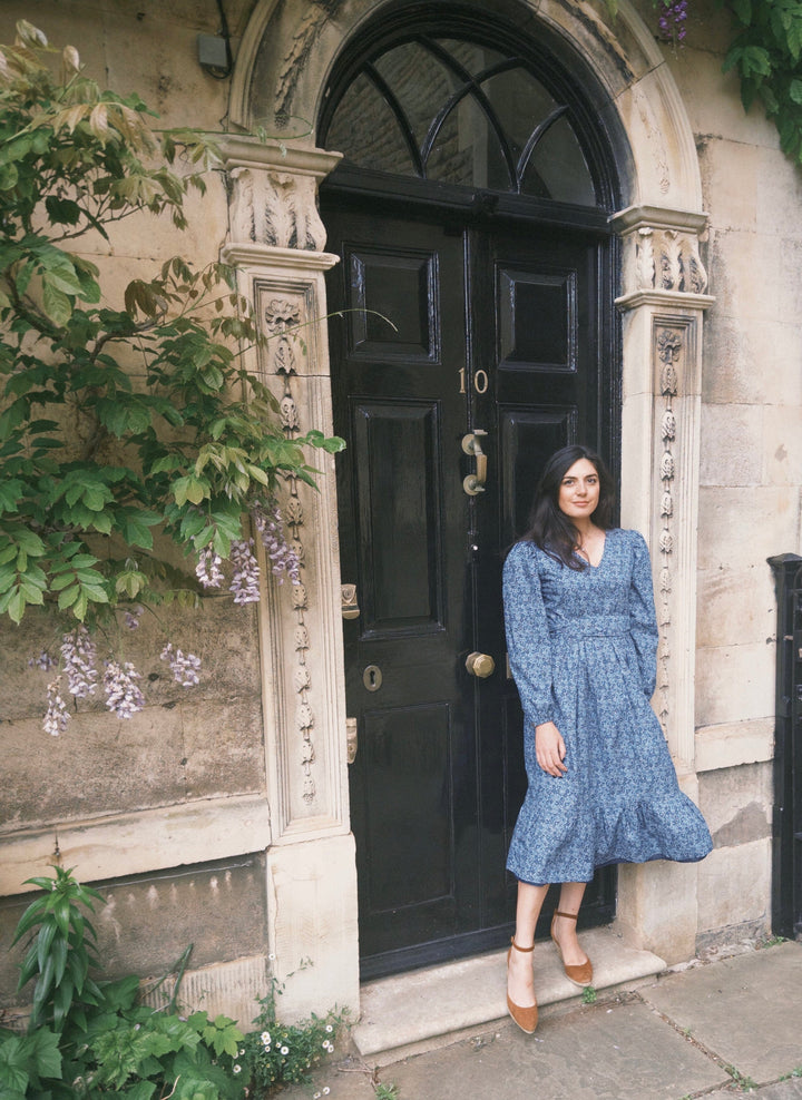 Ophelia Navy floral reversible dress Dress Hannah Sophia England 