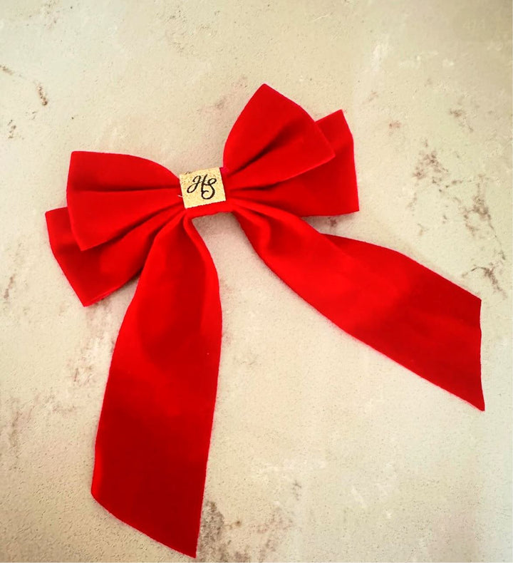 Red velvet bow Hannah Sophia England 