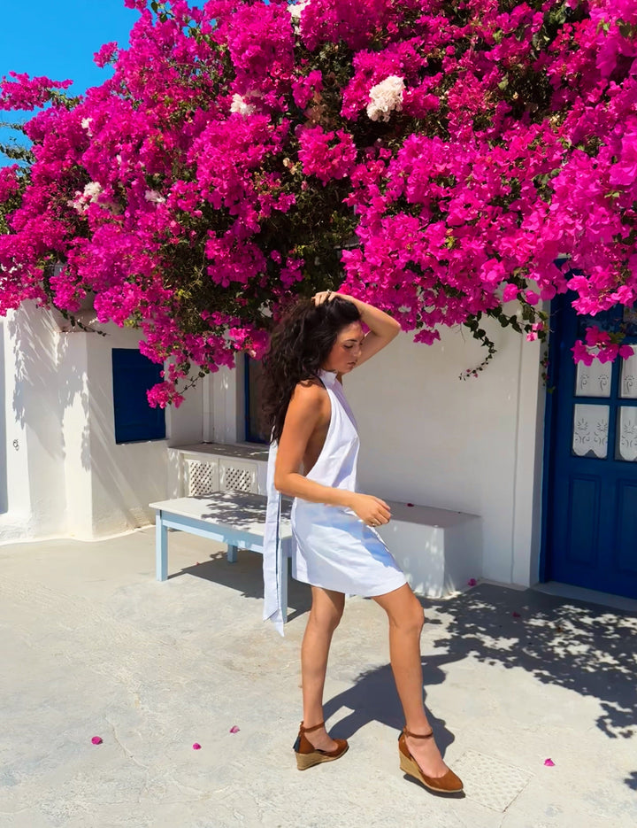 Royal blue and white reversible backless dress Dress Hannah Sophia England 