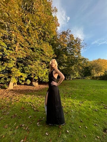 Stripe and black reversible tie up dress Dress Hannah Sophia England 