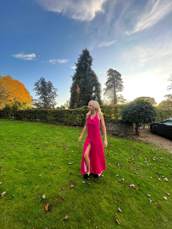 Stripe and pink reversible tie up dress Dress Hannah Sophia England 