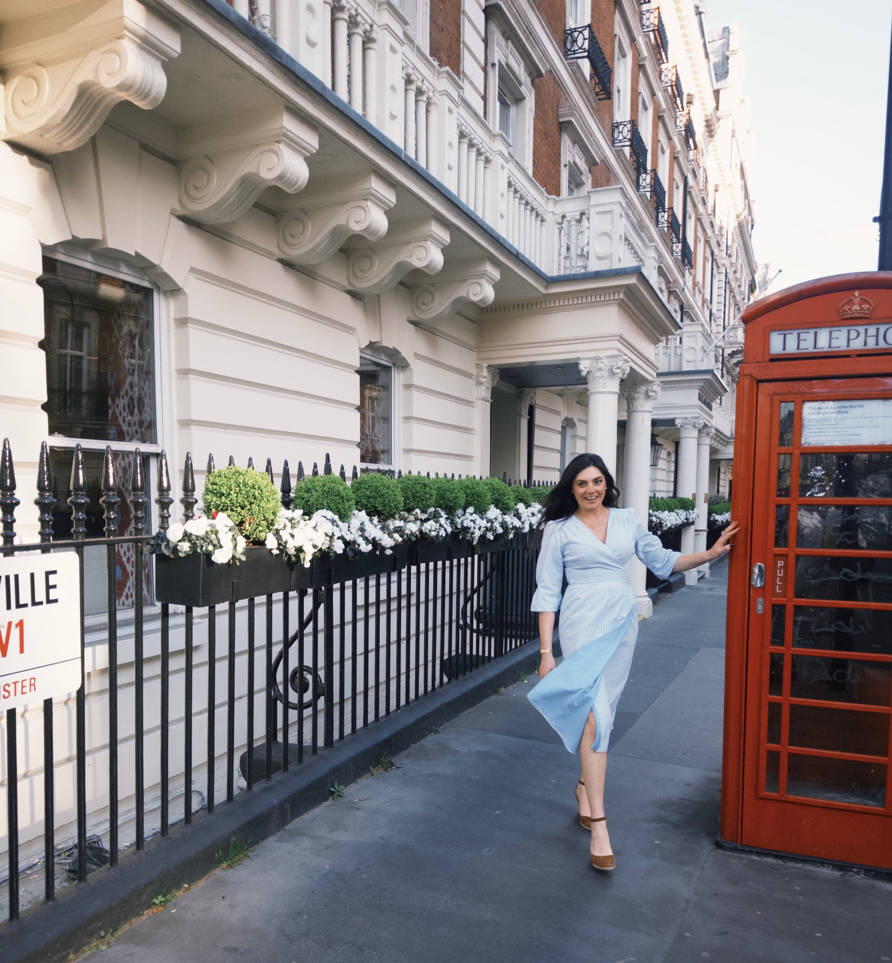 The Cornflower - Reversible Wrap Dress | Powder Blue & Blue Seersucker Hannah Sophia England 