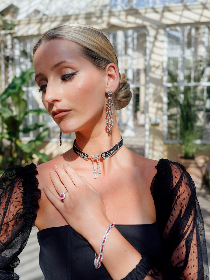 Black Corset with detachable lace sleeves Top Hannah Sophia England 