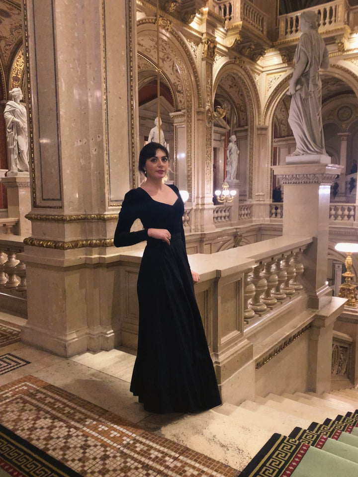 Black cotton poplin maxi skirt Skirt Hannah Sophia England 