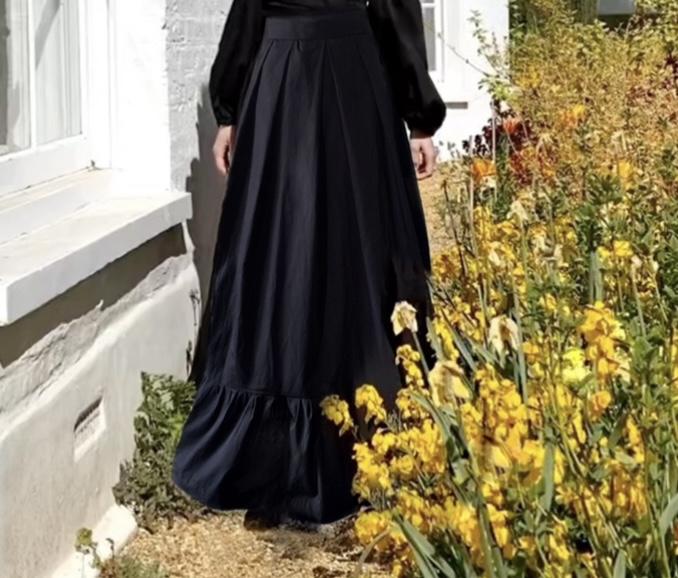 Black cotton poplin maxi skirt Skirt Hannah Sophia England 