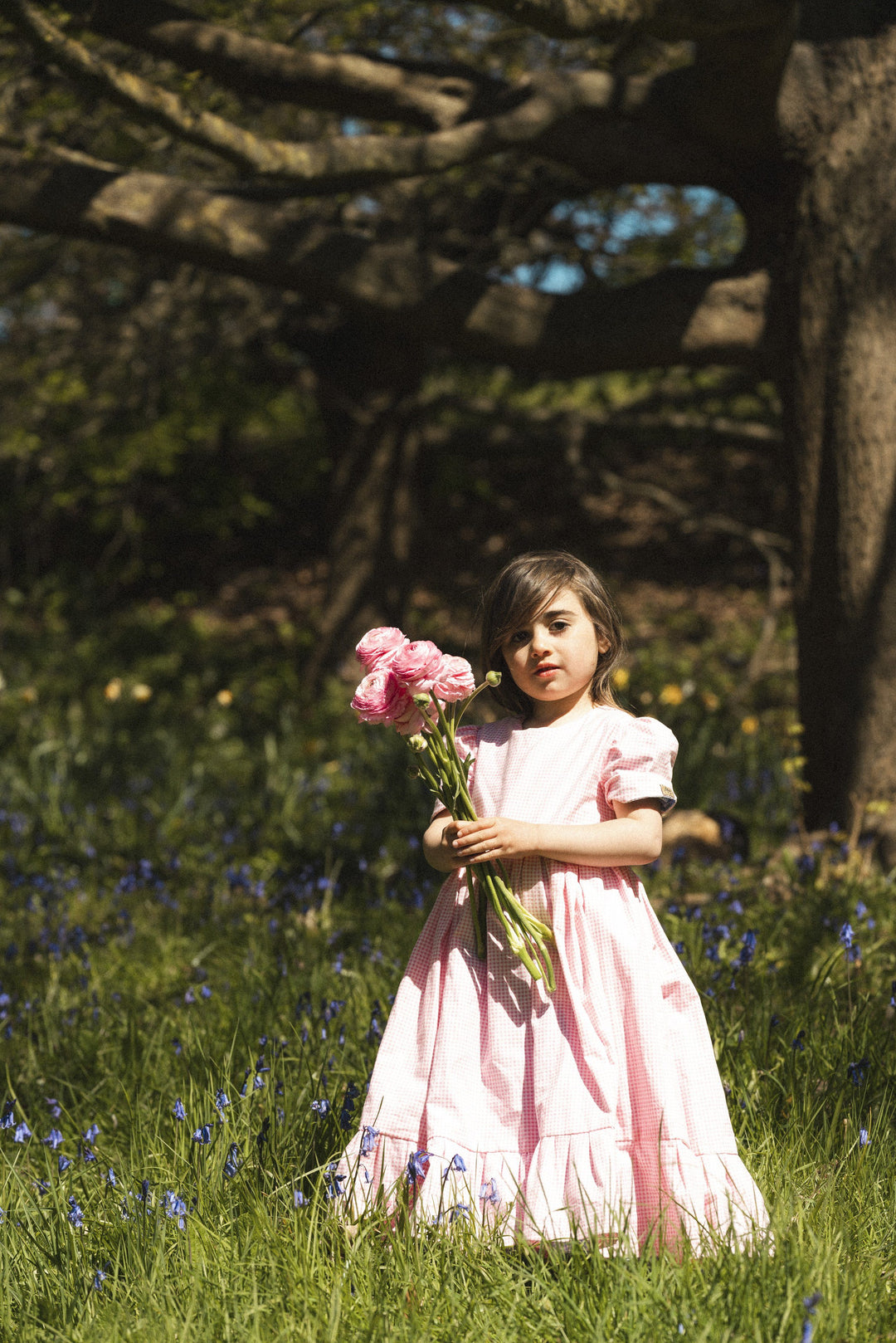 Blue/ pink gingham reversible childrens dress child dress Hannah Sophia England 