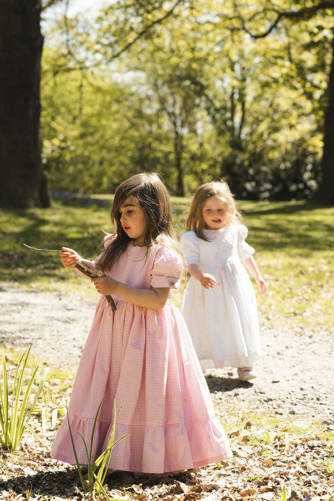 Blue/ pink gingham reversible childrens dress child dress Hannah Sophia England 