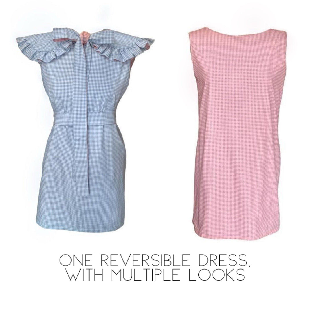 Blue & pink reversible dress with a detachable collar Dress Hannah Sophia England 
