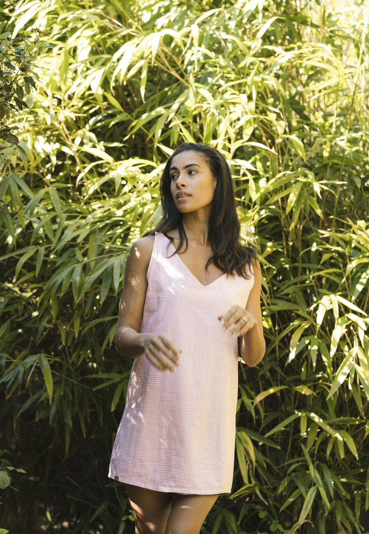 Blue & pink reversible dress with a detachable collar Dress Hannah Sophia England 