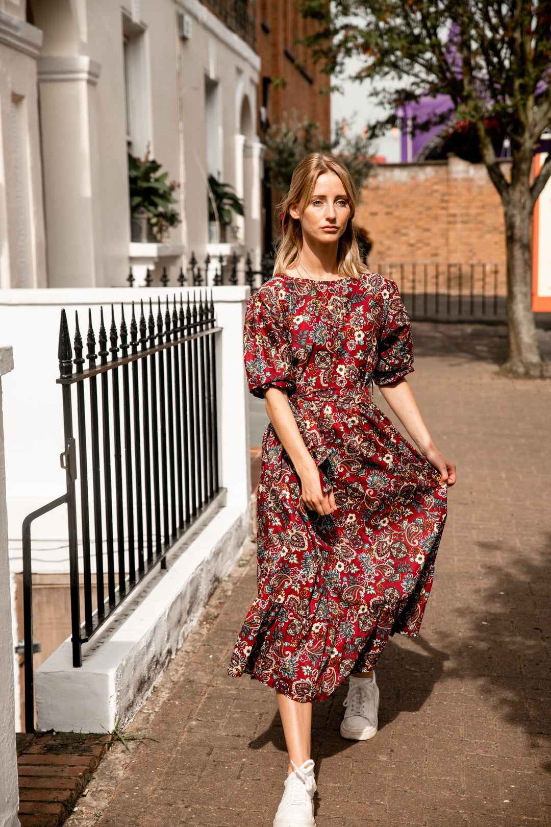Burgundy and Paisley reversible dress Dress Hannah Sophia England 