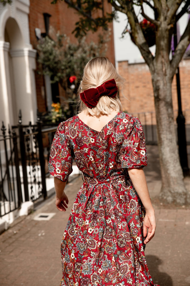 Burgundy and Paisley reversible dress Dress Hannah Sophia England 