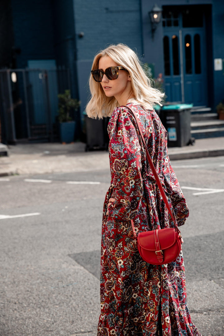 Burgundy and Paisley reversible dress Dress Hannah Sophia England 