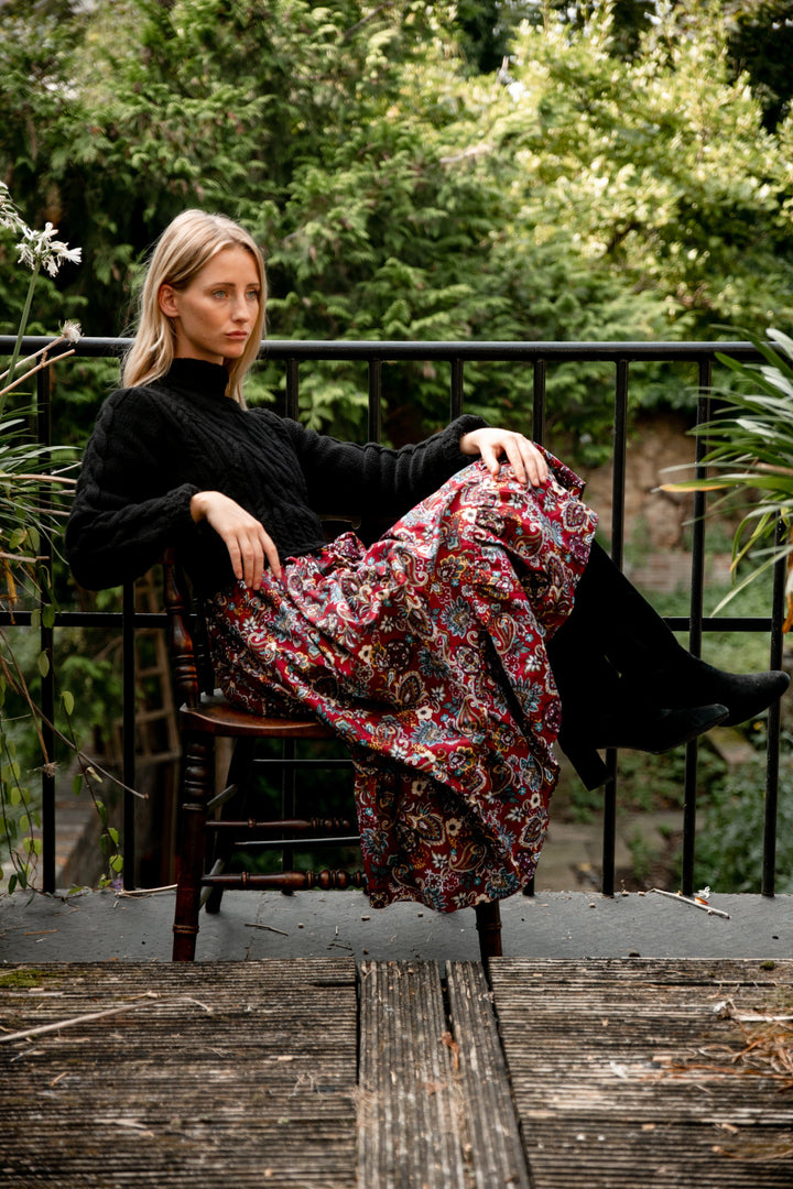 Burgundy and Paisley reversible dress Dress Hannah Sophia England 