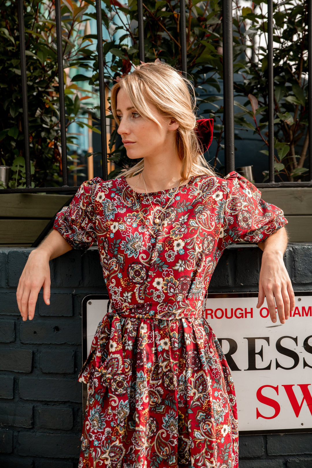 Burgundy and Paisley reversible dress Dress Hannah Sophia England 