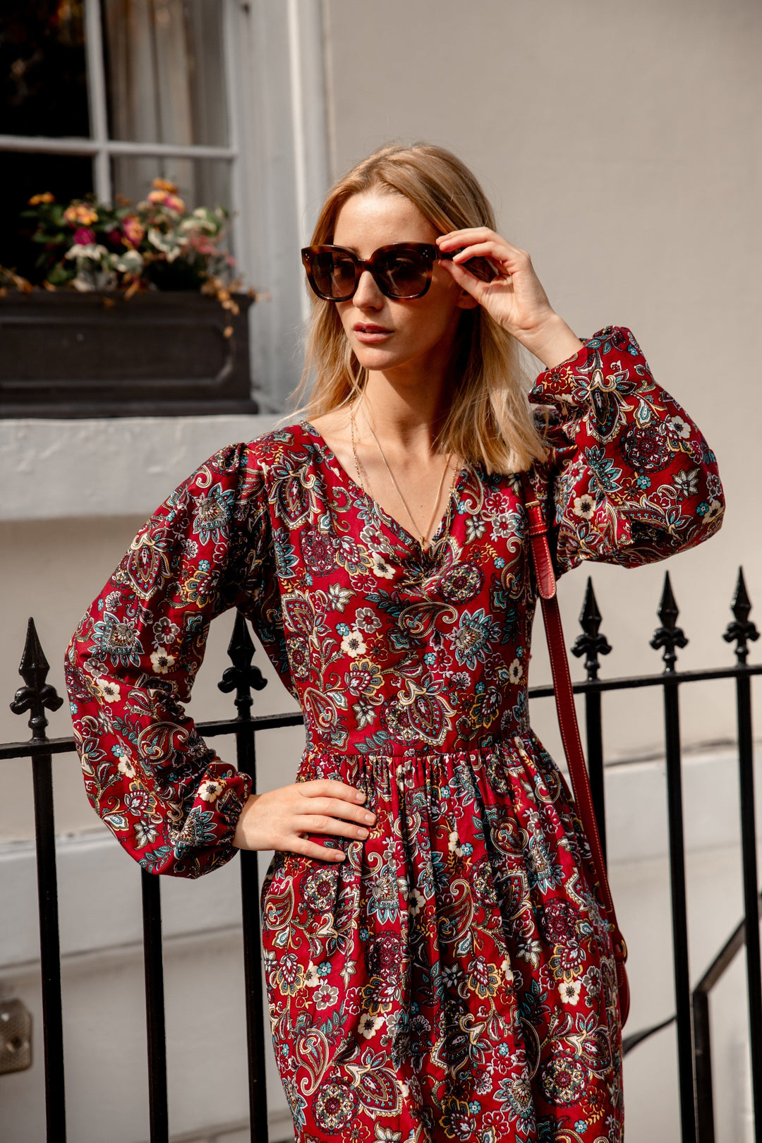 Burgundy and Paisley reversible dress Dress Hannah Sophia England 