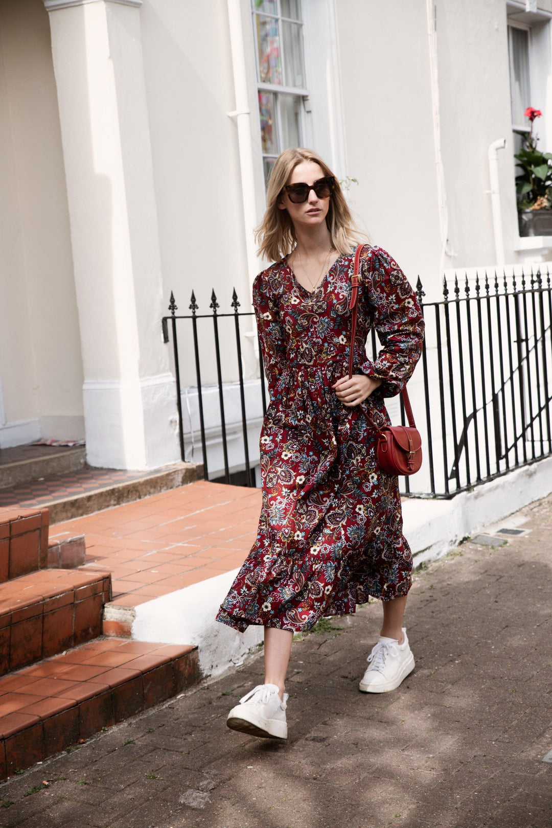 Burgundy and Paisley reversible dress Dress Hannah Sophia England 