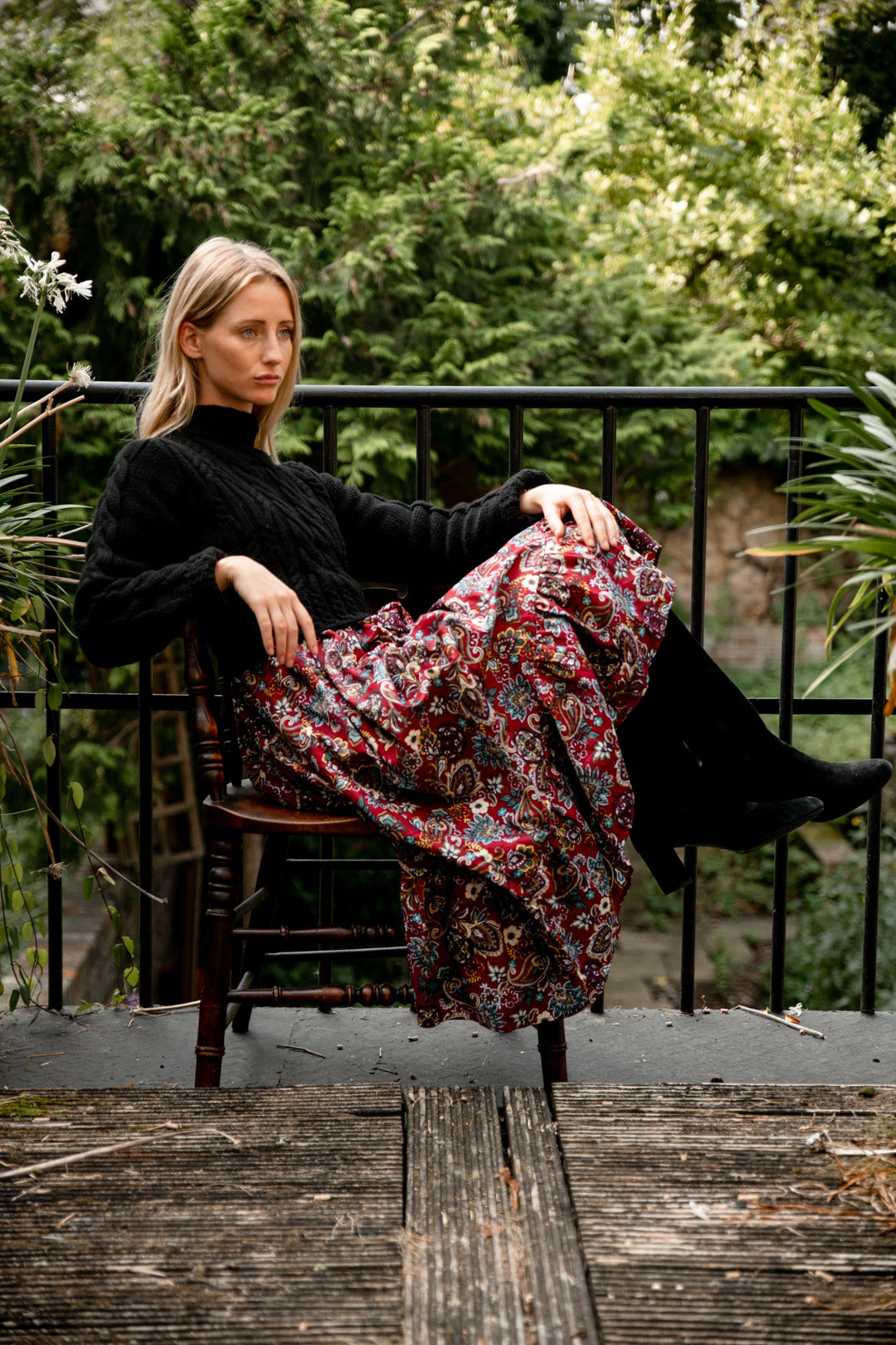 Burgundy Paisley skirt Dress Hannah Sophia England 