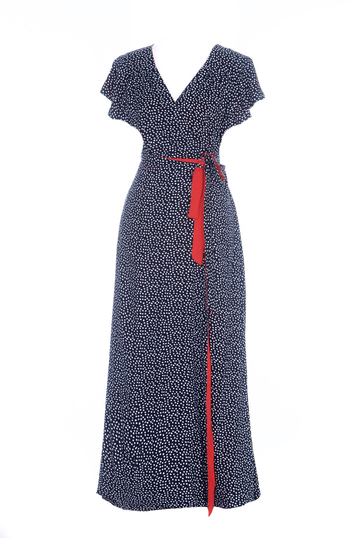 Classic Florence Gown | Red / navy polka dot reversible maxi Hannah Sophia 