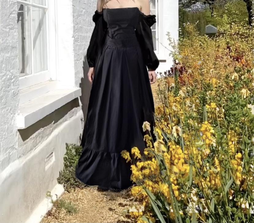 Corset black cotton poplin with detachable sleeves Hannah Sophia England 