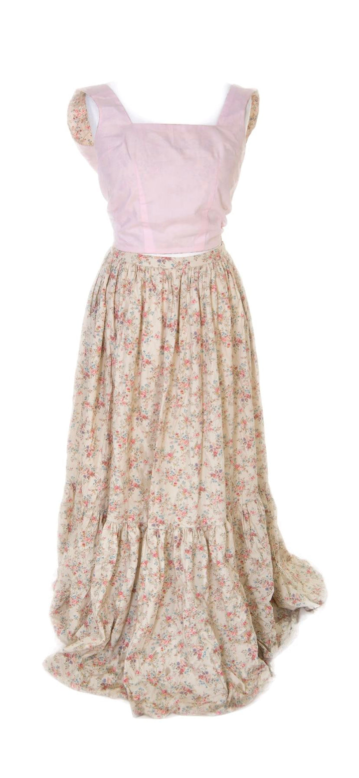 Floral and baby pink reversible backless bow top Top Hannah Sophia England 