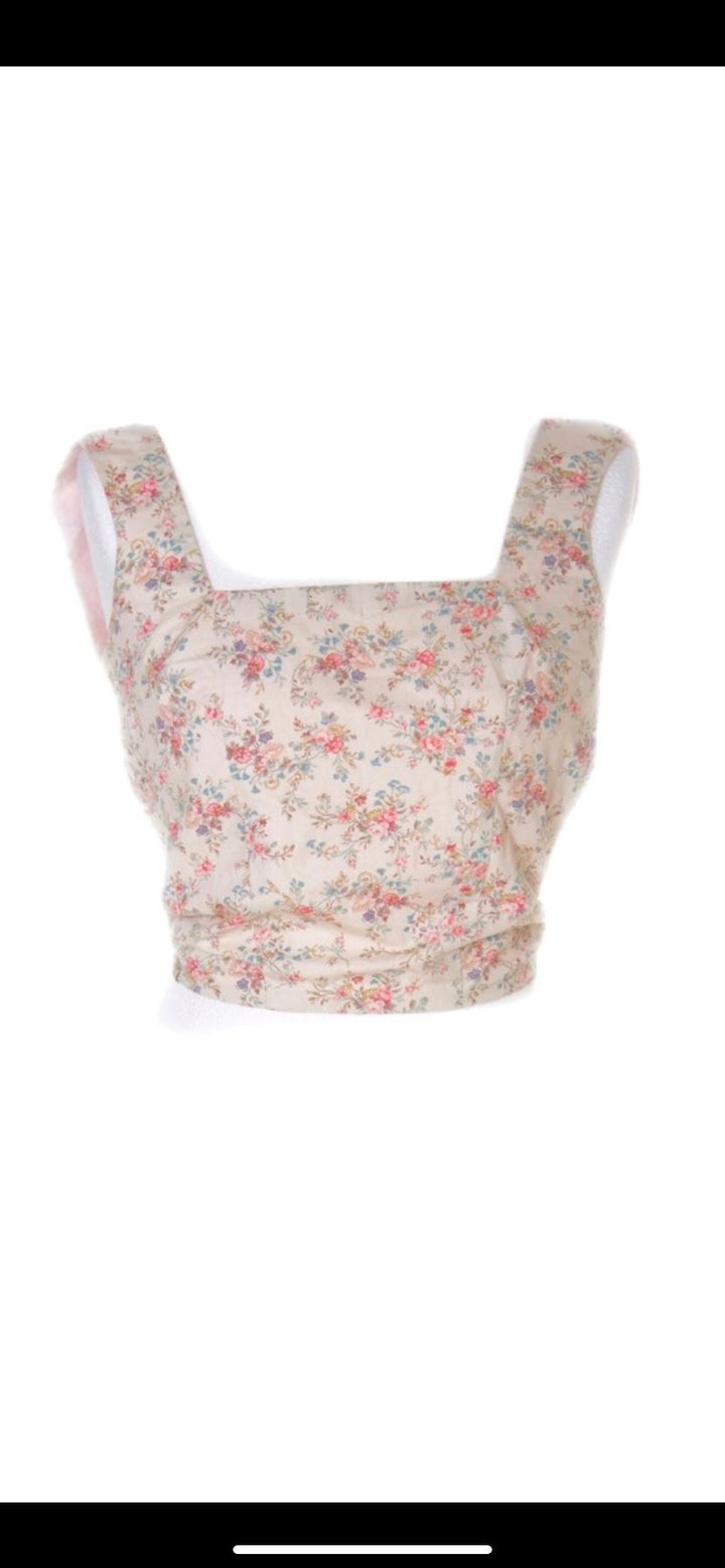 Floral and baby pink reversible backless bow top Top Hannah Sophia England 