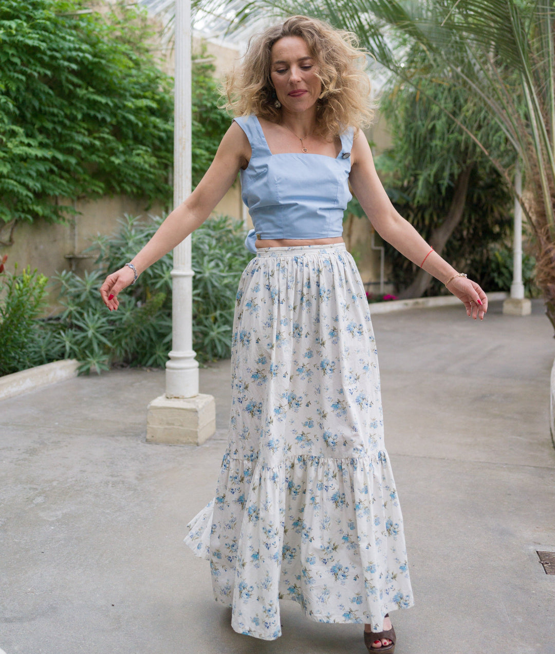 Floral blue maxi skirt with pockets Dress Hannah Sophia England 