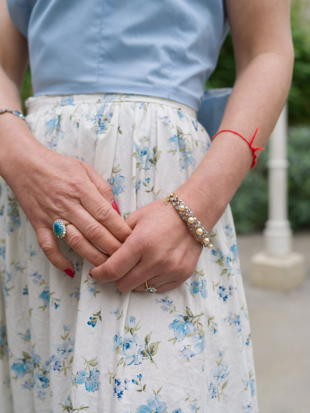 Floral blue maxi skirt with pockets Dress Hannah Sophia England 