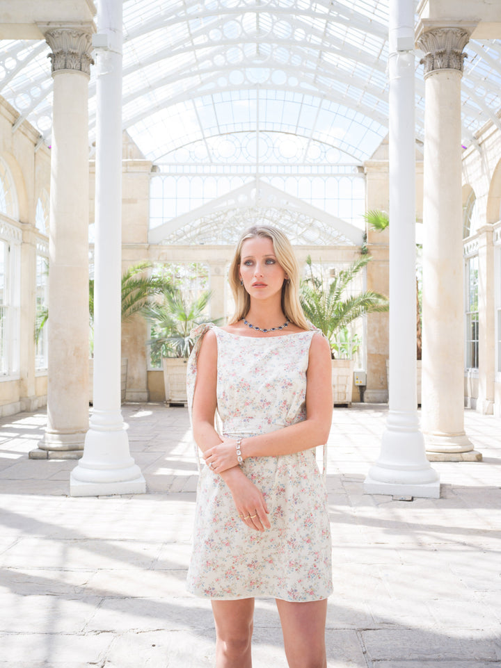 Floral pink mini bow dress Dress Hannah Sophia England 
