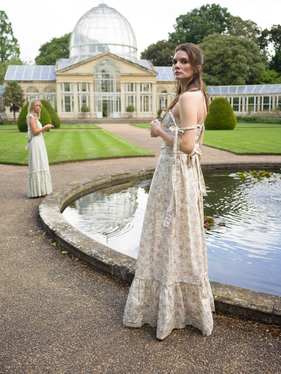 Floral pink sweetheart maxi (detaching into a midi) dress with detachable tier Dress Hannah Sophia England 