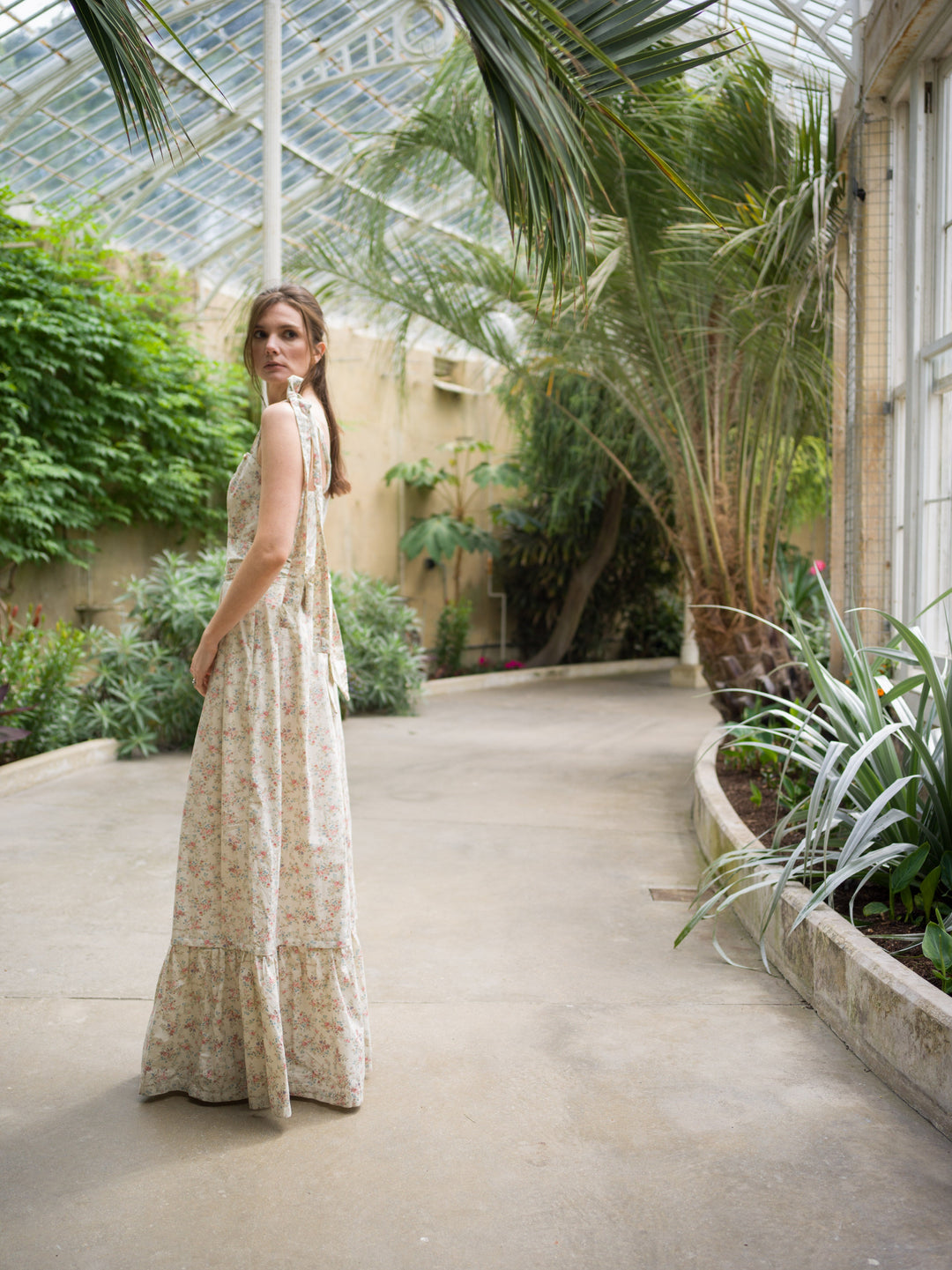 Floral pink sweetheart maxi (detaching into a midi) dress with detachable tier Dress Hannah Sophia England 