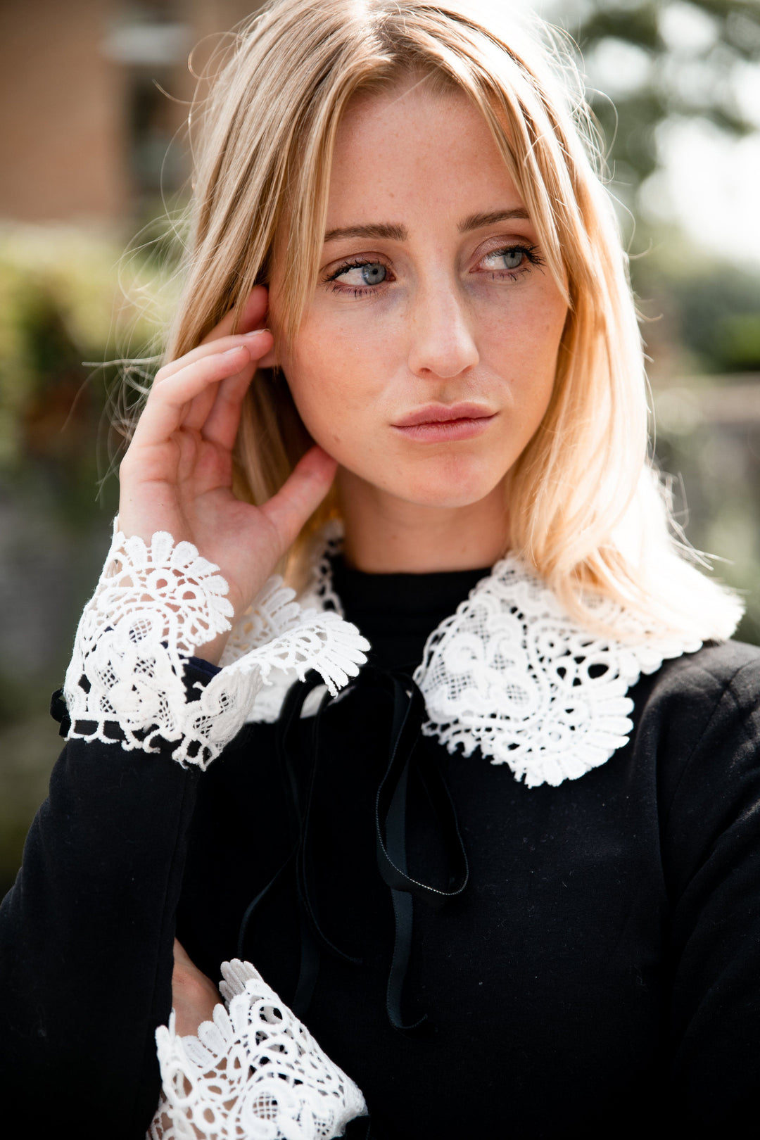 Hannah Sophia England | Dainty Lace cuffs with velvet trim Hannah Sophia England 