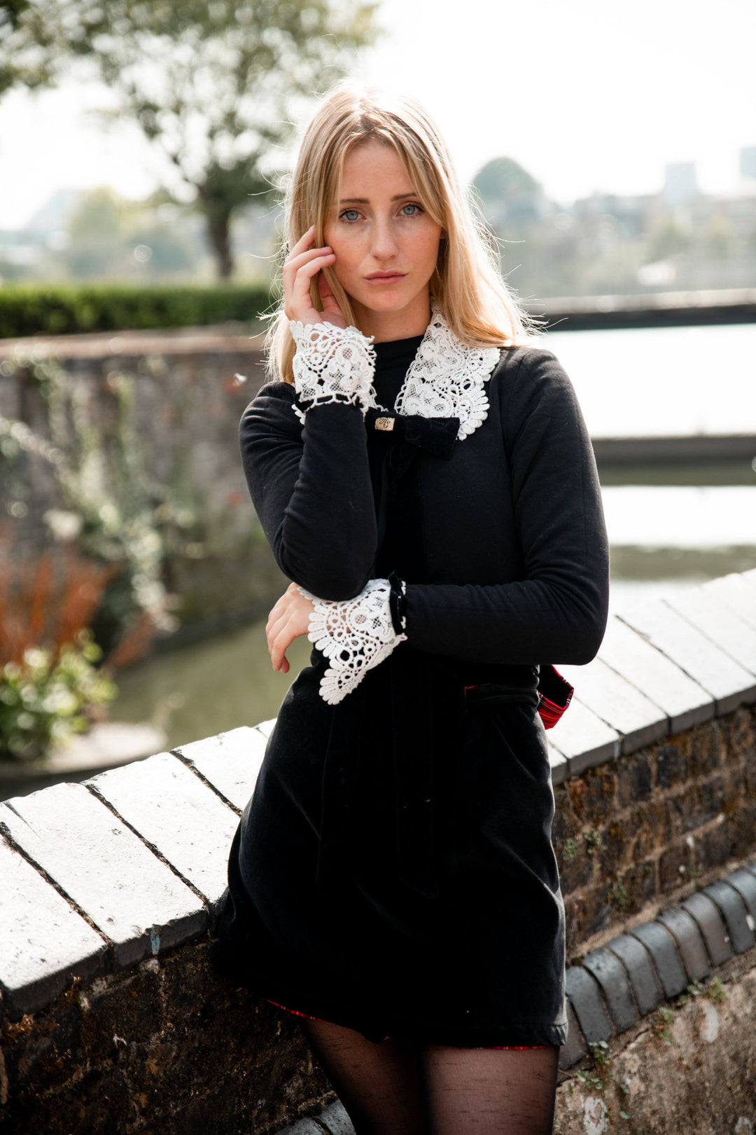 Hannah Sophia England | Dainty Lace cuffs with velvet trim Hannah Sophia England 