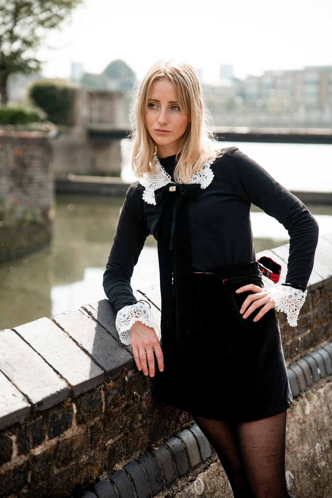 Hannah Sophia England | Dainty Lace cuffs with velvet trim Hannah Sophia England 