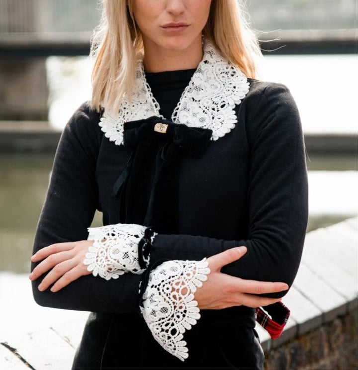Hannah Sophia England | Dainty Lace cuffs with velvet trim Hannah Sophia England 