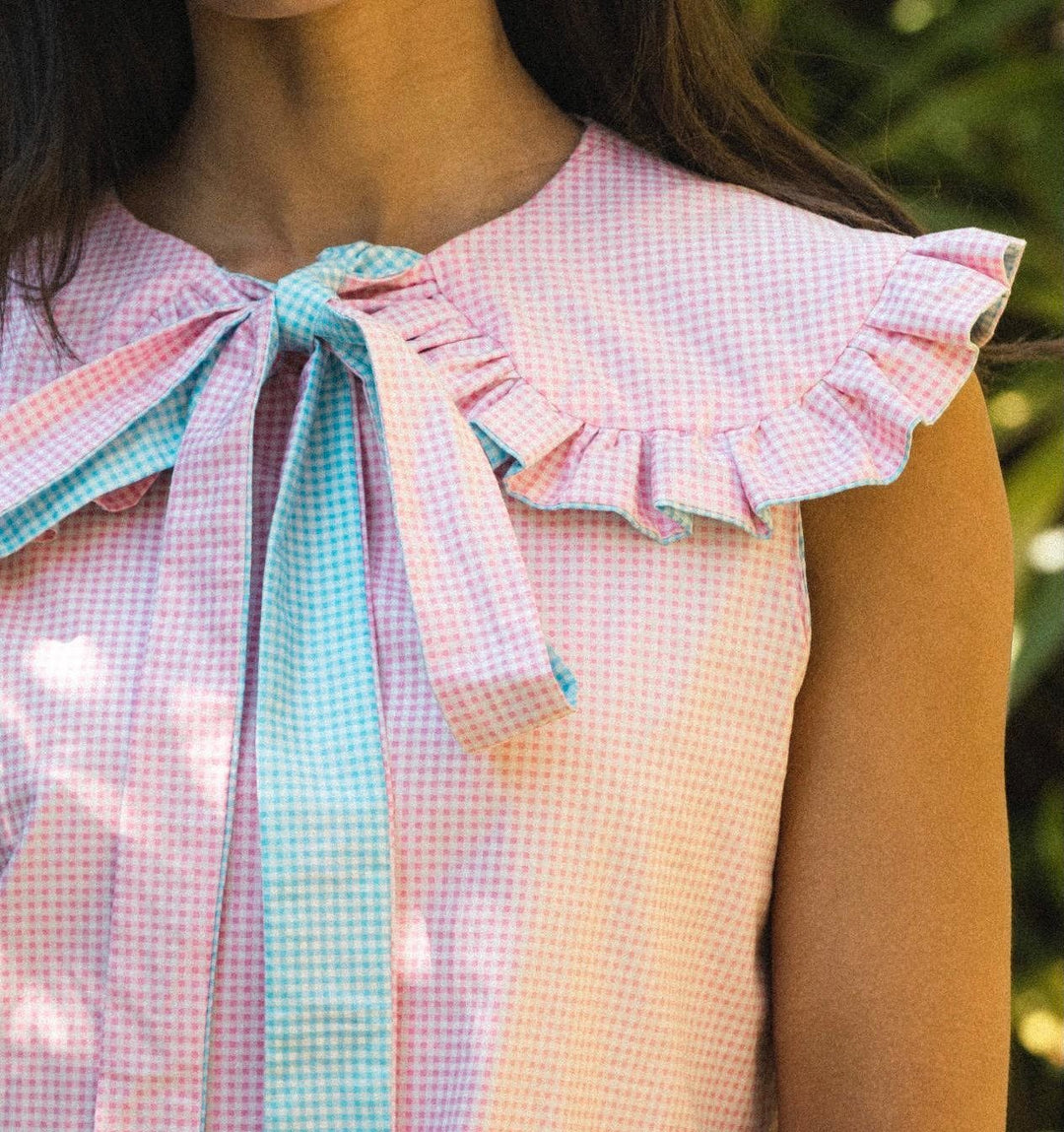 Hannah Sophia England | Reversible blue/ pink gingham Collar Hannah Sophia England 