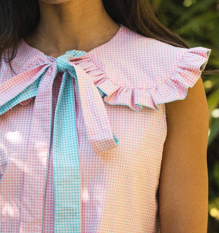 Hannah Sophia England | Reversible blue/ pink gingham Collar Hannah Sophia England 