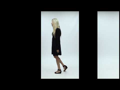 Henrietta, Black Polka/ Black reversible wrap Knee-length, long sleeved dress